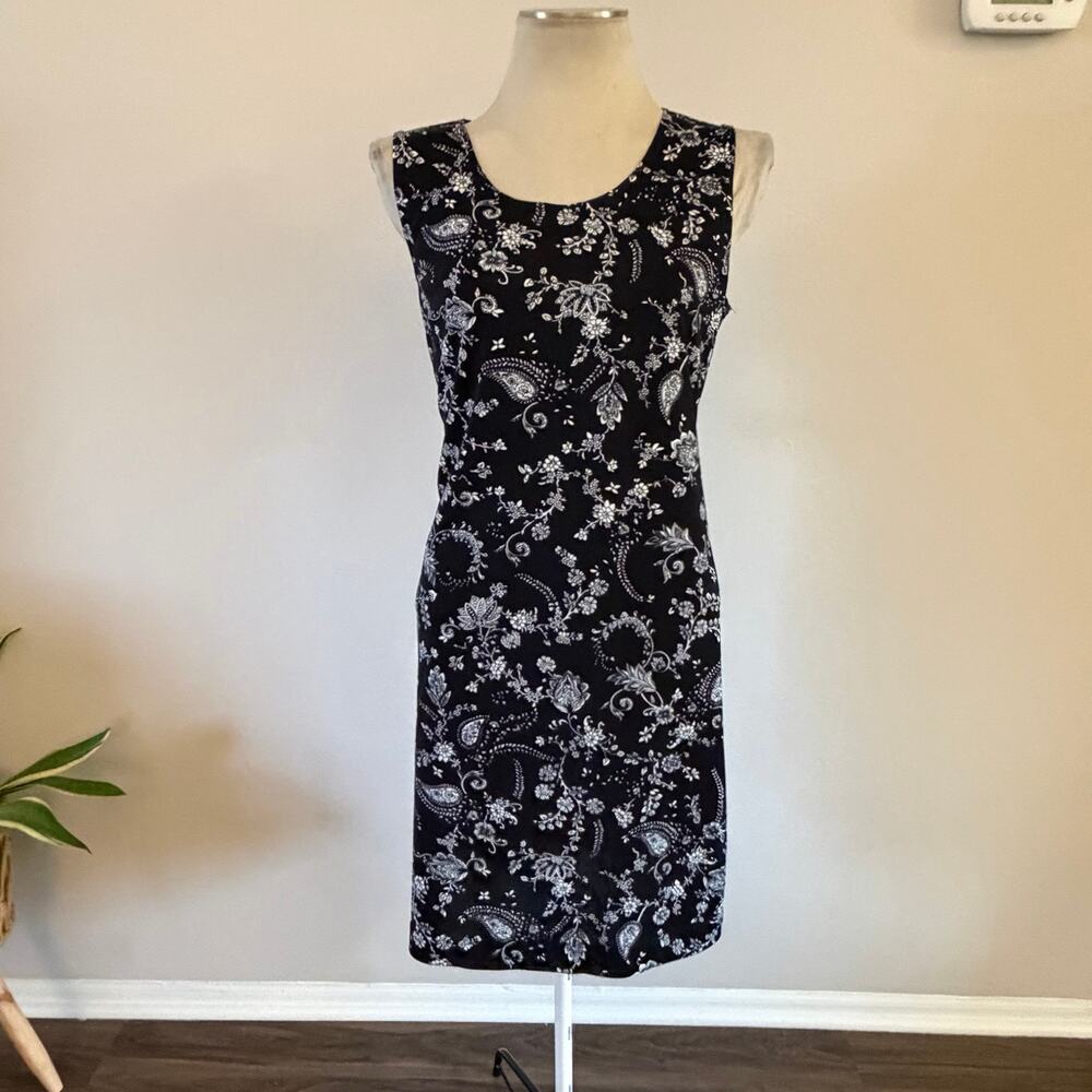 Vtg Y2K 2000s Black Floral Paisley Mini Dress Plus Size 16 Fairy Grunge